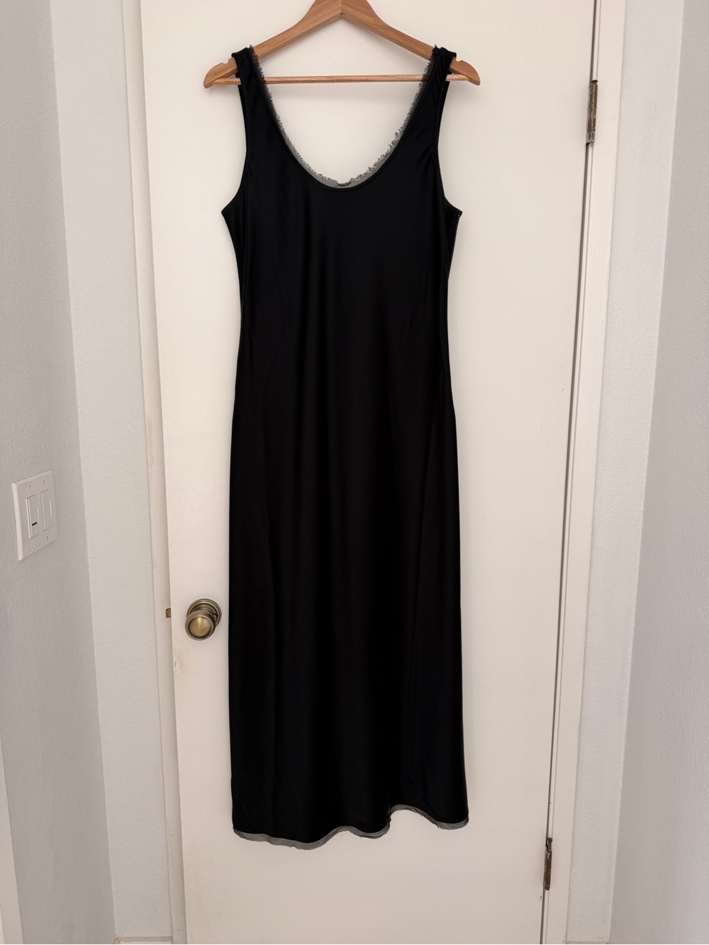 La Ligne Black Sleeveless Midi Slip Dress